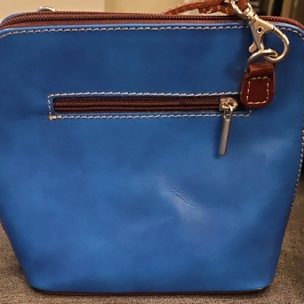 Vera Pelle Blue and Brown Mini Bag - Picture 3 of 6